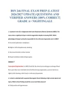 BSN 246 FINAL EXAM PREP &lpar;LATEST&NewLine;2026&sol;2027 UPDATE&rpar; QUESTIONS AND&NewLine;VERIFIED ANSWERS &vert;100&percnt; CORRECT&vert;&NewLine;GRADE A&plus; NIGHTINGALE