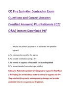 CO Fire Sprinkler Contractor Exam &NewLine;Questions and Correct Answers &NewLine;&lpar;Verified Answers&rpar; Plus Rationale 2027 &NewLine;Q&A&vert; Instant Download Pdf