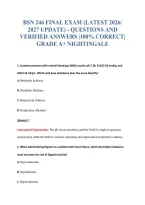 BSN 246 FINAL EXAM &lpar;LATEST 2026&sol;&NewLine;2027 UPDATE&rpar; - QUESTIONS AND&NewLine;VERIFIED ANSWERS &vert;100&percnt; CORRECT&vert;&NewLine;GRADE A&plus; NIGHTINGALE