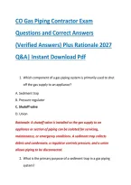 CO Gas Piping Contractor Exam &NewLine;Questions and Correct Answers &NewLine;&lpar;Verified Answers&rpar; Plus Rationale 2027 &NewLine;Q&A&vert; Instant Download Pdf