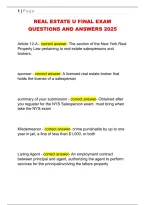 Real Estate U Final Exam &ndash; Practice Questions & Study Guide