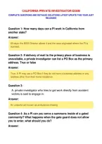 CALIFORNIA PRIVATE INVESTIGATOR EXAM&NewLine;COMPLETE QUESTIONS AND DETAILED SOLUTIONS LATEST UPDATE THIS YEAR JUST&NewLine;RELEASED