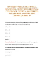 MATH 225N WEEK 6&colon; STATISTICAL&NewLine;REASONING - HYPOTHESIS TESTING &&NewLine;CONFIDENCE INTERVALS QUESTIONS&NewLine;AND VERIFIED ANSWERS &vert;100&percnt;&NewLine;CORRECT&vert; GRADE A&plus;