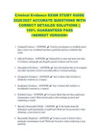 Criminal Evidence EXAM STUDY GUIDE &NewLine;2026&sol;2027 ACCURATE QUESTIONS WITH &NewLine;CORRECT DETAILED SOLUTIONS &vert;&vert; &NewLine;100&percnt; GUARANTEED PASS &NewLine;<NEWEST VERSION> &NewLine;