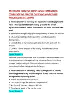 ANCC NURSE EXECUTIVE CERTIFICATION EXAMINATION COMPREHENSIVE PRACTICE QUESTIONS AND DETAILED RATIONALES LATEST UPDATE