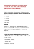NEW HAMPSHIRE COMMERCIAL PESTICIDE APPLICATOR CATEGORY A3 &mdash; FIELD CROPS COMPLETE EXAM&colon; 200 QUESTIONS WITH DETAILED RATIONALES