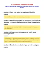 CLEET PRIVATE INVESTIGATOR EXAM&NewLine;COMPLETE QUESTIONS AND DETAILED SOLUTIONS LATEST UPDATE THIS YEAR JUST&NewLine;RELEASED