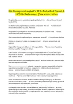 Risk Management- Alpha Phi Alpha Test with all Correct & 100&percnt; Verified Answers &vert;Guaranteed to Pass