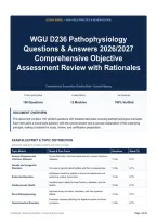 WGU D236 Pathophysiology Questions & Answers 2026&sol;2027 Comprehensive Objective Assessment Review with Rationales