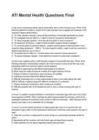 ATI Mental Health Questions Final Questions with Verified Answers&NewLine;