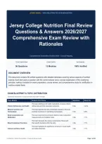 Jersey College Nutrition Final Review Questions & Answers 2026&sol;2027 Comprehensive Exam Review with Rationales