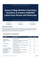 Jersey College Nutrition Final Exam Questions & Answers 2026&sol;2027 Latest Exam Review with Rationales