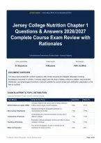 Jersey College Nutrition Chapter 1 Questions & Answers 2026&sol;2027 Complete Course Exam Review with Rationales