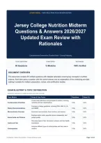Jersey College Nutrition Midterm Questions & Answers 2026&sol;2027 Updated Exam Review with Rationales