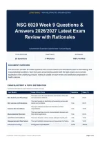 NSG 6020 Week 9 Questions & Answers 2026&sol;2027 Latest Exam Review with Rationales