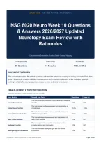 NSG 6020 Neuro Week 10 Questions & Answers 2026&sol;2027 Updated Neurology Exam Review with Rationales
