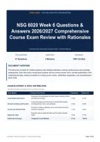 NSG 6020 Week 6 Questions & Answers 2026&sol;2027 Comprehensive Course Exam Review with Rationales
