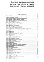 Test Bank for Fundamentals of &NewLine;Nursing 10th Edition by Taylor &NewLine;Chapter 1-47 &vert; Verified 2022&sol;2023