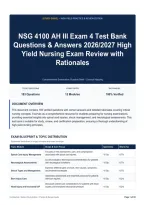 NSG 4100 AH III Exam 4 Test Bank Questions & Answers 2026&sol;2027 High Yield Nursing Exam Review with Rationales