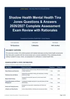 Shadow Health Mental Health Tina Jones Questions & Answers 2026&sol;2027 Complete Assessment Exam Review with Rationales
