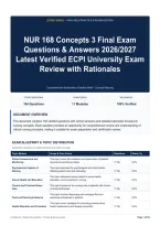 NUR 168 Concepts 3 Final Exam Questions & Answers 2026&sol;2027 Latest Verified ECPI University Exam Review with Rationales