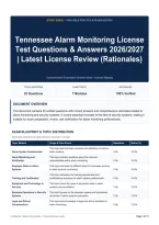 Tennessee Alarm Monitoring License Test Questions & Answers 2026&sol;2027｜Latest License Review &lpar;Rationales&rpar;
