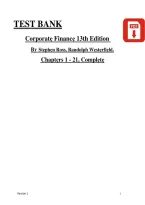 Test Bank for Corporate Finance 13th Edition by Stephen A&period; Ross&comma; Randolph W&period; Westerfield&comma; Jeffrey Jaffe and Bradford D&period; Jordan 9781260772388 &vert; Chapters 1&ndash;21 Complete