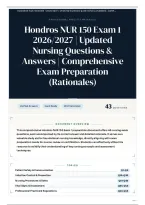 Hondros NUR 150 Exam 1 2026&sol;2027 &vert; Updated Nursing Questions & Answers &vert; Comprehensive Exam Preparation &lpar;Rationales&rpar;