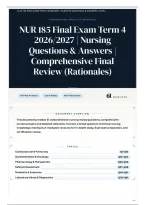NUR 185 Final Exam Term 4 2026&sol;2027 &vert; Nursing Questions & Answers &vert; Comprehensive Final Review &lpar;Rationales&rpar;
