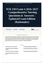 NUR 258 Exam 4 2026&sol;2027 &vert; Comprehensive Nursing Questions & Answers &vert; Updated Exam Edition &lpar;Rationales&rpar;