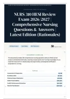 NURS 310 HESI Review Exam 2026&sol;2027 &vert; Comprehensive Nursing Questions & Answers &vert; Latest Edition &lpar;Rationales&rpar;