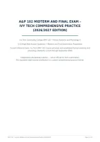 A&P 102 Midterm and Final Exam &ndash; Ivy Tech Comprehensive Practice 2026&sol;2027 Edition