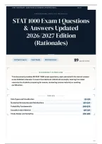STAT 1000 Exam 1 Questions & Answers Updated 2026&sol;2027 Edition &lpar;Rationales&rpar;