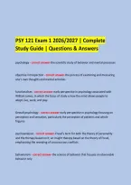 PSY 121 Exam 1 2026&sol;2027 &vert; Complete Study Guide &vert; Questions & Answers 