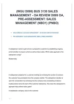 WGU D099 BUS 3130 Sales Management &ndash; OA Review & Pre-Assessment