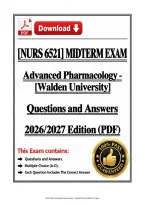 NURS 6521 Midterm Exam &vert; Advanced Pharmacology &vert; Walden University &vert; Q & A &vert; 2026&sol;2027 Edition &lpar;PDF&rpar;