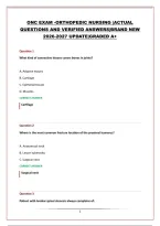ONC EXAM -ORTHOPEDIC NURSING &vert;ACTUAL QUESTIONS AND VERIFIED ANSWERS&vert;BRAND NEW 2026-2027 UPDATE&vert;GRADED A&plus;