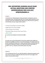 ONC ORTHOPEDIC NURSING NCLEX EXAM &vert;ACTUAL QUESTIONS AND VERIFIED ANSWERS&vert;BRAND NEW 2026-2027 UPDATE&vert;GRADED A&plus;