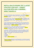 Mental Health Nursing Test 2 2026 &vert; Questions & Verified Answers