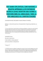 Critical Care Nursing&colon; A Holistic Approach 11th Edition &ndash; Patricia Gonce Morton and Dorrie K&period; Fontaine &ndash; Test Bank