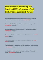 SkillsUSA Medical Terminology 100 &NewLine;Questions 2026&sol;2027&colon; Complete Study Guide&comma; Practice Questions & Answers &NewLine; &NewLine;