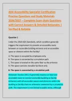 ADA Accessibility Specialist Certification &NewLine;Practice Questions with Explanations &NewLine;2026&sol;2027 &ndash; Complete Exam-Style Questions &NewLine;with Correct Answers & Detailed Rationales &vert; &NewLine;Verified & Reliable