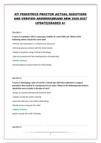 ATI PEDIATRICS PROCTOR &vert;ACTUAL QUESTIONS &NewLine;AND VERIFIED ANSWERS&vert;BRAND NEW 2026-2027 &NewLine;UPDATE&vert;GRADED A&plus; 