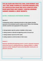 STR 293 EXAM AND PRACTICE FINAL EXAM NEWEST 2026 -2027 TEST BANK&vert; SCIENCE OF TEACHING READING &lpar;STR&rpar; &NewLine;293 CERTIFICATION EXAM PREP WITH COMPLETE REAL &NewLine;EXAM QUESTIONS AND CORRECT VERIFIED ANSWERS&sol; &NewLine;ALREADY GRADED A&plus; &lpar;MOST RECENT&excl;&excl;&rpar;   