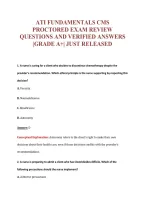 ATI FUNDAMENTALS CMS&NewLine;PROCTORED EXAM REVIEW&NewLine;QUESTIONS AND VERIFIED ANSWERS&NewLine;&vert;GRADE A&plus;&vert; JUST RELEASED