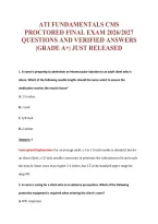 ATI FUNDAMENTALS CMS&NewLine;PROCTORED FINAL EXAM 2026&sol;2027&NewLine;QUESTIONS AND VERIFIED ANSWERS&NewLine;&vert;GRADE A&plus;&vert; JUST RELEASED