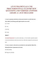 ATI FUNDAMENTALS CMS&NewLine;PROCTORED FINAL EXAM REVIEW&NewLine;QUESTIONS AND VERIFIED ANSWERS&NewLine;&vert;GRADE A&plus;&vert; JUST RELEASED