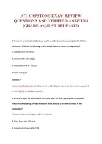 ATI CAPSTONE EXAM REVIEW&NewLine;QUESTIONS AND VERIFIED ANSWERS&NewLine;&vert;GRADE A&plus;&vert; JUST RELEASED