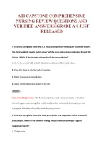 ATI CAPSTONE COMPREHENSIVE&NewLine;NURSING REVIEW QUESTIONS AND&NewLine;VERIFIED ANSWERS &vert;GRADE A&plus;&vert; JUST&NewLine;RELEASED