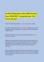  &NewLine; &NewLine;Certified Medication Aide &lpar;CMA&rpar; Practice &NewLine;Exam 2026&sol;2027&colon; Comprehensive Test Prep & Answer &NewLine;